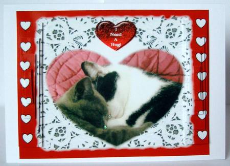 Kitty Cats with Hearts - Side Stacker Card by Margaret McCartney