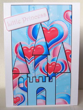 Valentines Hearts Castle A5 Shaped Front Print & Fold Card by Margaret McCartney