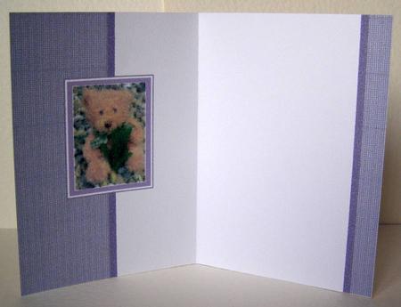 Teddy Bear A5 Portrait Insert with Purple Gingham by Margaret McCartney