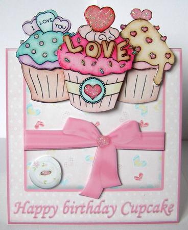 Happy Birthday Cupcake No Hole Over the Edge Card by Margaret McCartney