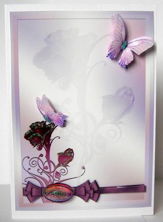 Butterflies on Roses Card by Margaret McCartney