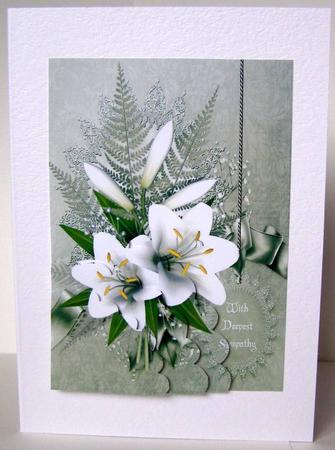White Lily's Sympathy Card with Wavey Edge Corner Stacker by Margaret McCartney
