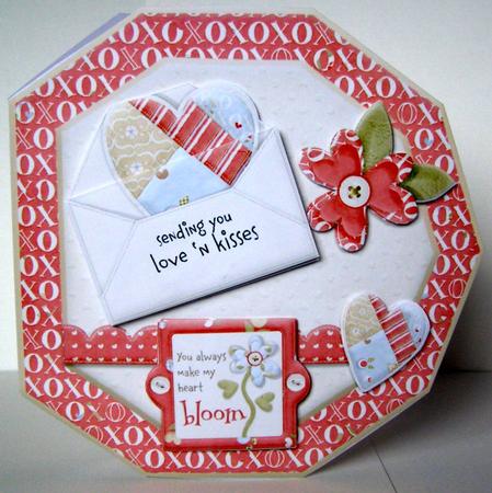 Love and Kisses Octogon Shaped Card by Margaret McCartney