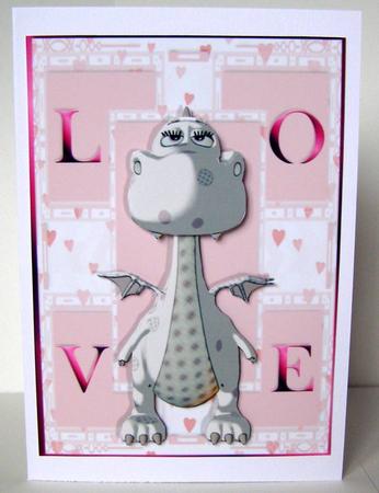 Love Dragon Card Front with Decoupage by Margaret McCartney