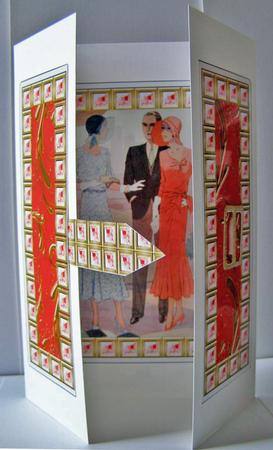 Elegant Ladies 4 Red Bling Giant Square Buckle Gatefold Card by Margaret McCartney