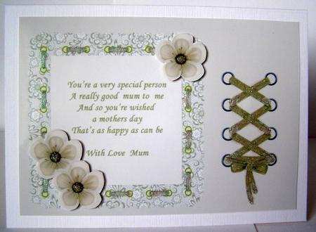 Green Lace & Beige Flowers - Mothers Day by Margaret McCartney