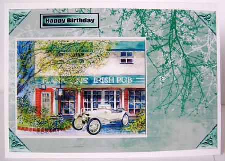 Vintage Car & Pub A4 Topper by Margaret McCartney