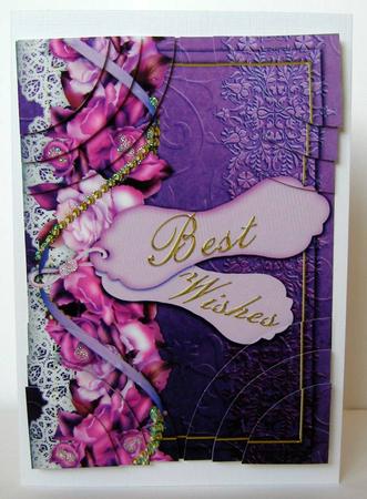 Purple Roses Best Wishes 7x5inch All 4 Corner Stacker by Margaret McCartney