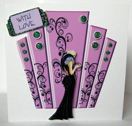 Art Deco Panels in Purple with Elegant Lady by Margaret McCartney