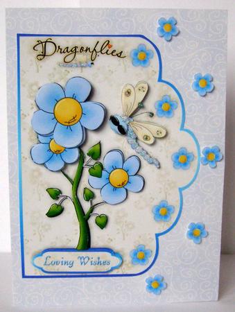 Dragonflowers 2 Scallop Edged Card Front by Margaret McCartney