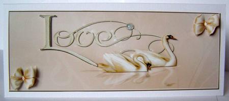 Swans Anniversary Large Dl with Decoupage by Margaret McCartney
