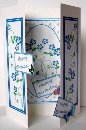 Blue Daisies Birthday Gatefold by Margaret McCartney