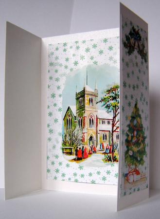 Lovely Christmas Scene of a Church Gatefold by Margaret McCartney