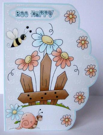 Dozy Daisy Days A4 Scallop Edge Card Front by Margaret McCartney