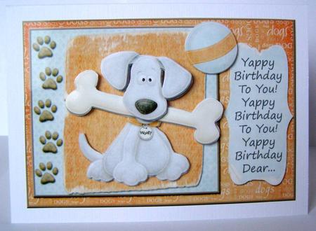 Yappy Birthday to You! Dog Card Front with Decoupage by Margaret McCartney
