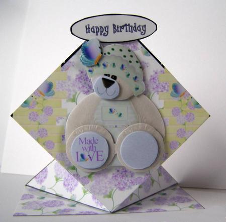 Made with Love Birthday Bear Diamond Top by Margaret McCartney