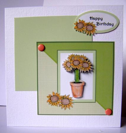 Cute Sunflower Cut and Fold Card with Decoupage Toppers by Margaret McCartney