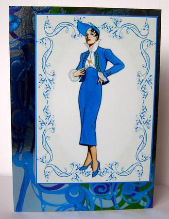Beautiful Vintage Fashion Lady Dressed in Blue by Margaret McCartney