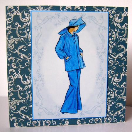 Beautiful Vintage Fashion Lady Dressed in Blue by Margaret McCartney