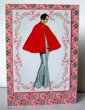 Beautiful Vintage Fashion Lady Dressed in Silver & Red by Margaret McCartney