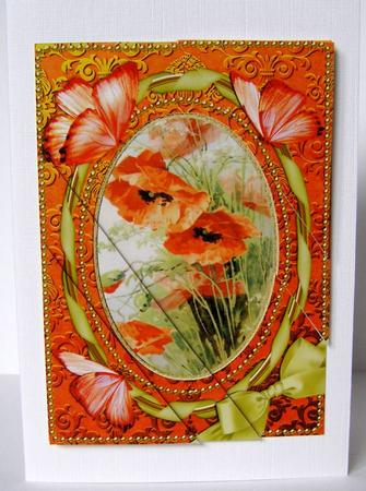 Poppy Butterflies 7x5inch Triangle Duo Corner Stacker by Margaret McCartney