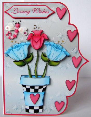 Darling Dragonflowers Scallop Edge Card Front by Margaret McCartney