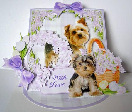 Giant Easel Tableau 3D Card Kit - Yorkie Love by Margaret McCartney