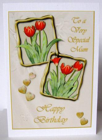Tulips for Mums Birthday Quick Card by Margaret McCartney