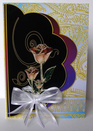 Black and Multi Rose Card Many Formal Occasions by Margaret McCartney