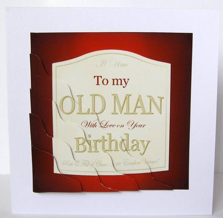 My Old Man Birthday Wine Label Wavy Corner Side Stacker Topp by Margaret McCartney