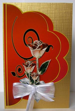 Red and Gold Rose Card Many Formal Occasions. by Margaret McCartney