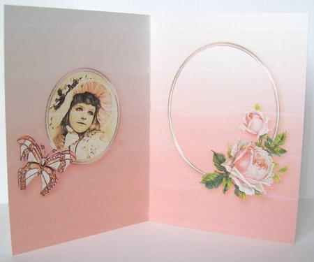 Vintage Girl in a Pink Bonnet Matching A5 Insert by Margaret McCartney