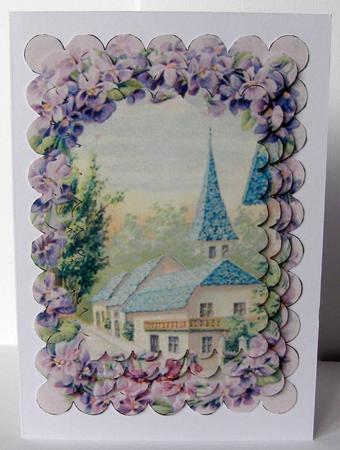 Beautiful Lavender Scene Scallop Edge Pyramid Toppers by Margaret McCartney