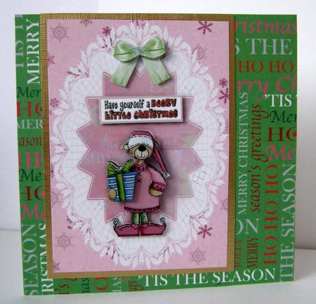 Beary Christmas Quick Card Front with Decoupage by Margaret McCartney
