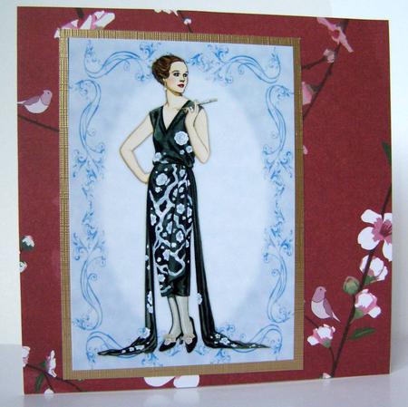 Beautiful Vintage Fashion Lady Dressed in Black & Blue by Margaret McCartney