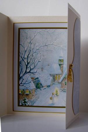 Angels Liting the Village Bracket Card by Margaret McCartney