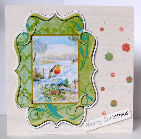 Christmas Bobby Robin1 Fancy Bracket Card by Margaret McCartney
