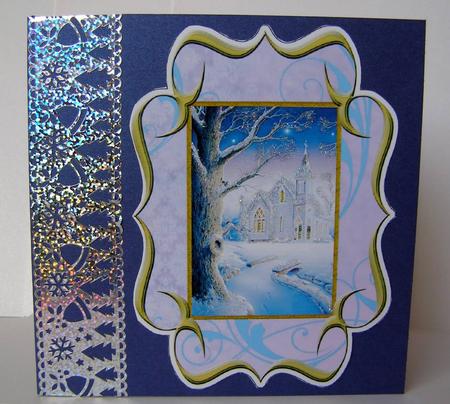 Christmas Snow Church Fancy Bracket Card by Margaret McCartney