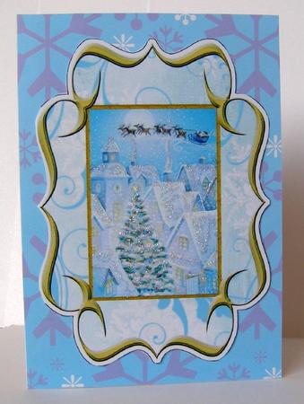 Santa Over the Roof Fancy Bracket Card by Margaret McCartney