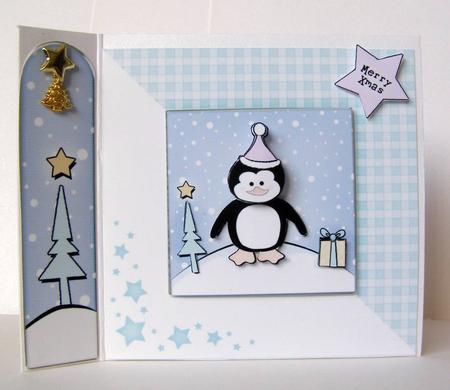 Cheeky Xmas Penguin Quick Card with 3D Decoupage by Margaret McCartney