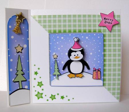 Cheeky Xmas Penguin Quick Card with 3D Decoupage by Margaret McCartney
