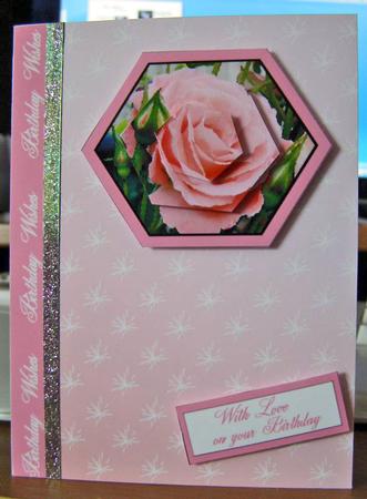 Pink Rose Hexagon Birthday Stacker by Margaret McCartney