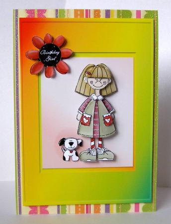 Cute Girl with Dog Quick Card Front with Decoupage by Margaret McCartney