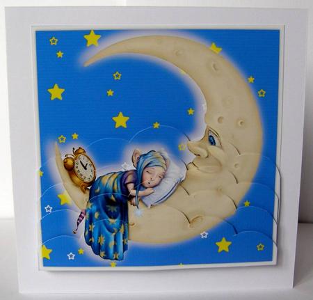 Sleepytime Cute Elf Scalloped Edge Bottom Stacker by Margaret McCartney