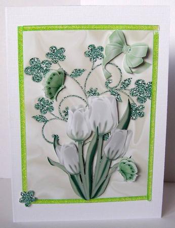 White Tulips & Butterflies, A4 Topper by Margaret McCartney