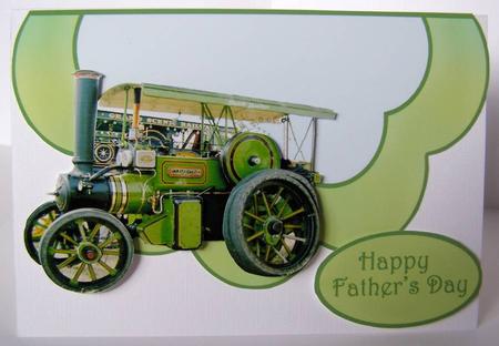 Traction Engine on Green Scallop by Margaret McCartney