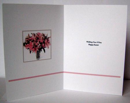 Happy Easter A5 Insert with Pink Lillies by Margaret McCartney