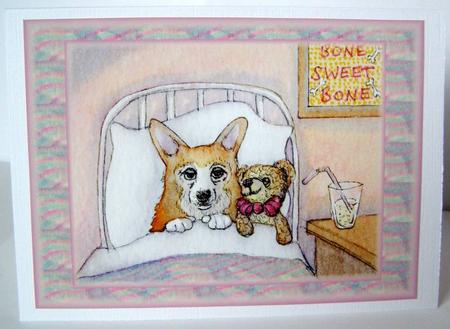 A4 Get Well Soon Dog and Teddy by Margaret McCartney