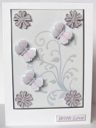 Butterfly and Flowers Flourish on Lace by Margaret McCartney