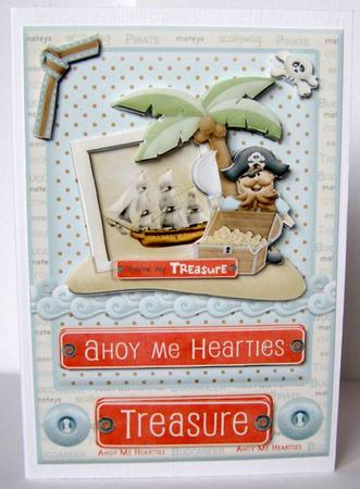 Ahoy Me Hearties Pirate Photo Card Front by Margaret McCartney